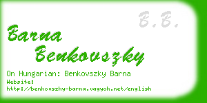 barna benkovszky business card